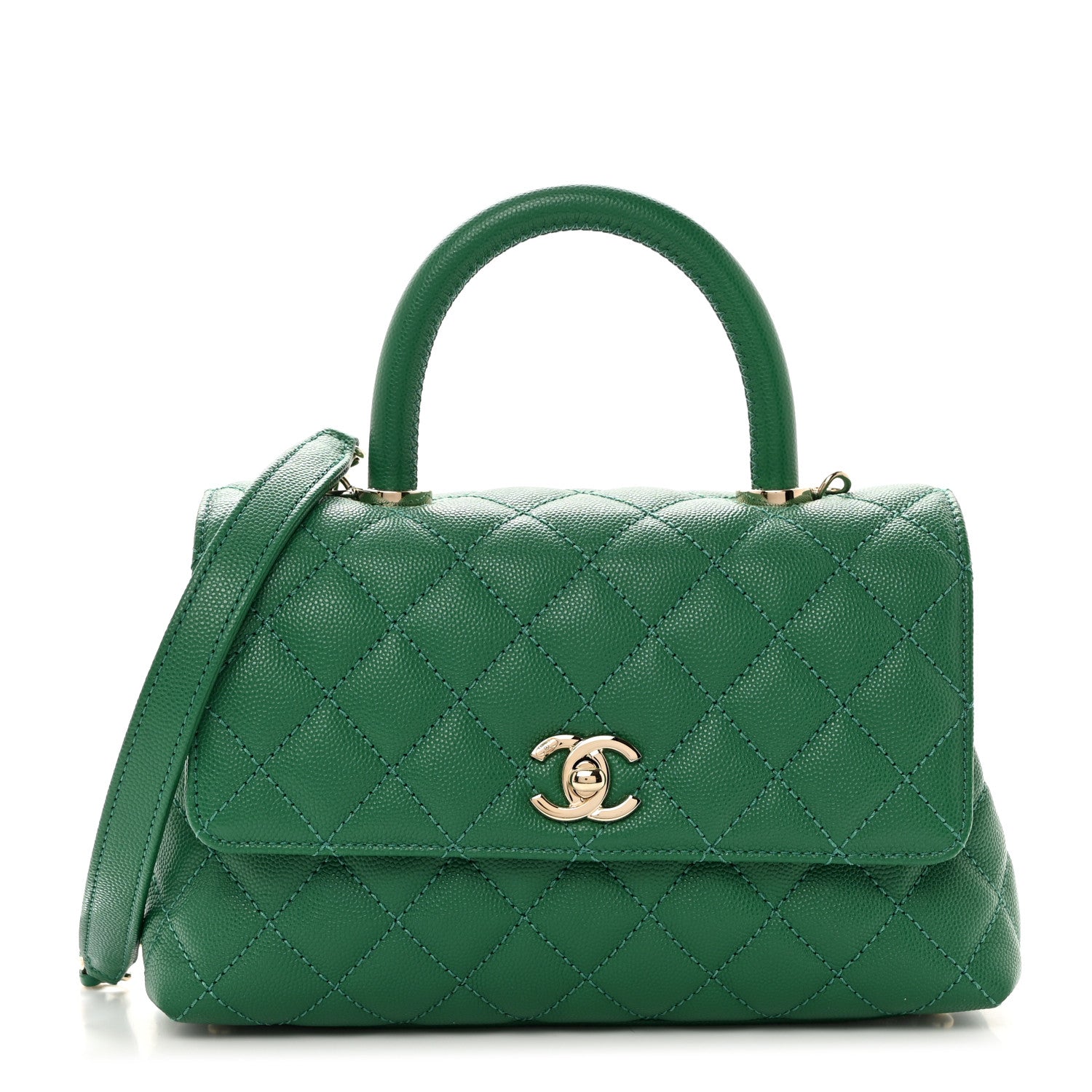 Chanel Caviar Quilted Mini Coco Handle Flap Green 1 of 10