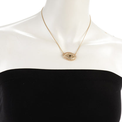 Chanel Resin Crystal Glass Eye Pendant Necklace Gold Multicolor 2 of 4