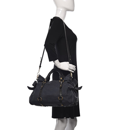 Miu Miu Washed Canvas Canapa Shopping Pattina Tote Bleuette 2 of 22
