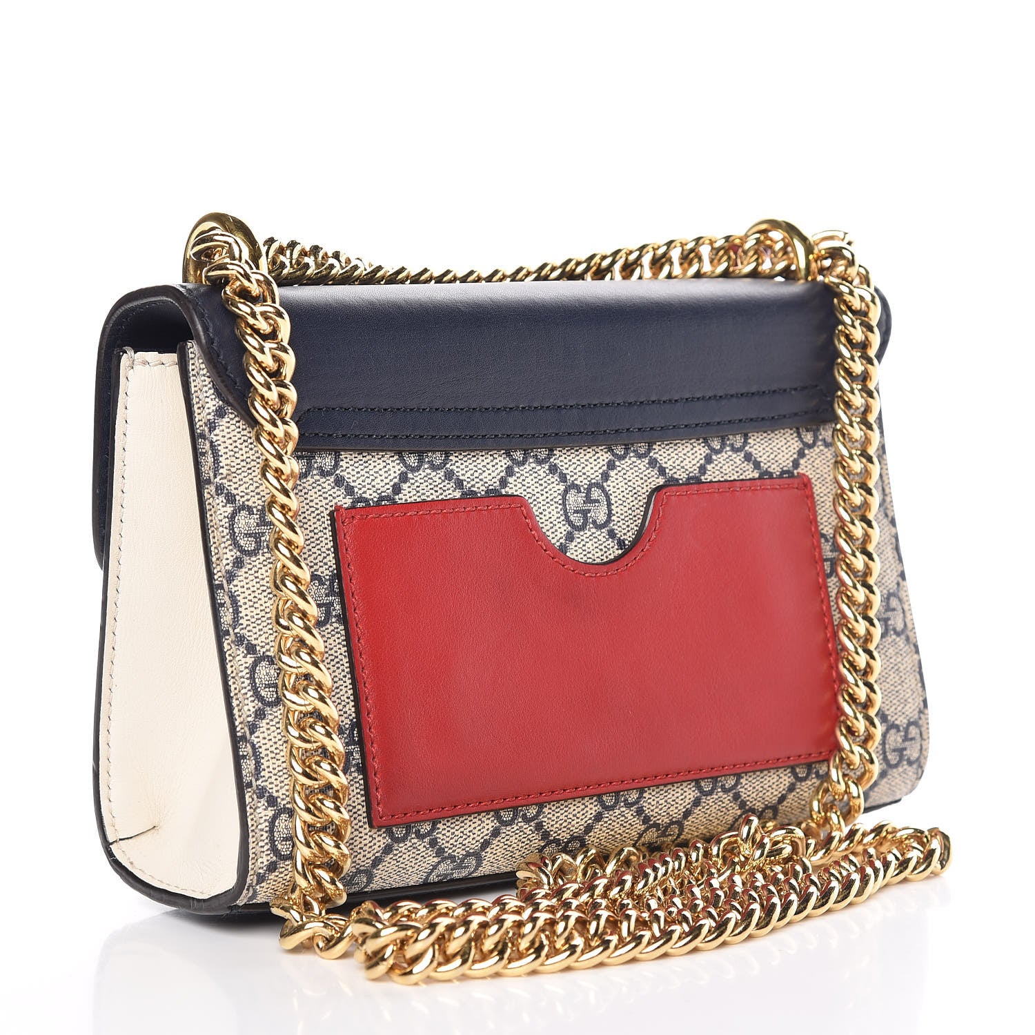 Gucci GG Supreme Monogram Moon Calfskin Small Padlock Shoulder Bag Beige Blue Mystic White Hibiscus Red 4 of 14