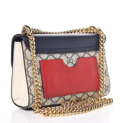 Gucci GG Supreme Monogram Moon Calfskin Small Padlock Shoulder Bag Beige Blue Mystic White Hibiscus Red 4 of 14