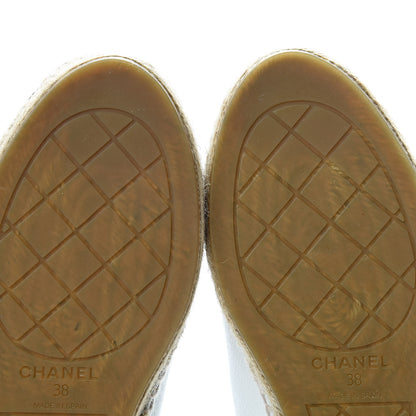 Chanel Grained Calfskin CC Espadrilles 38 White Black 8 of 10