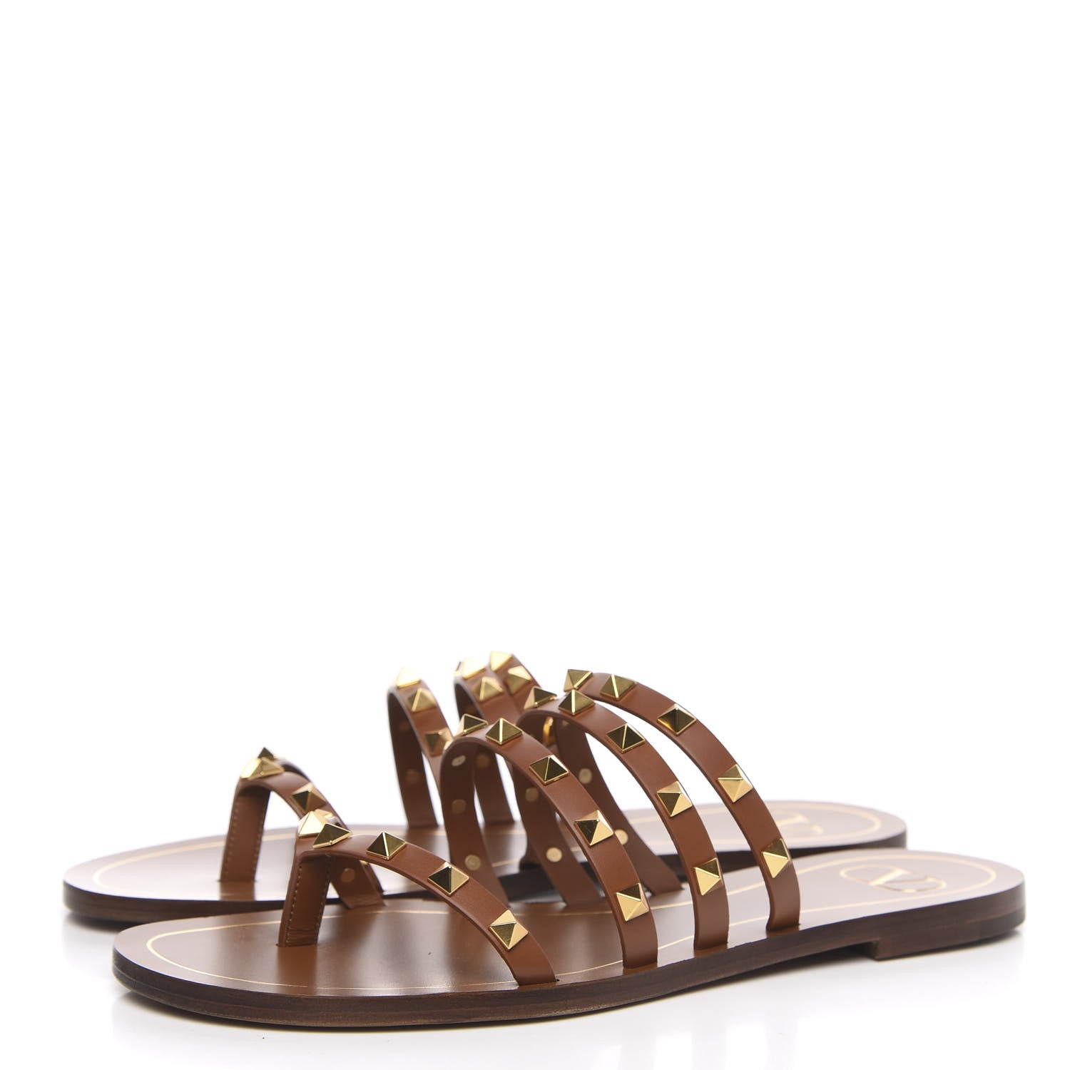 Valentino Garavani Calfskin Rockstud Flair Flat Thong Sandals 40 Selleria 3 of 8