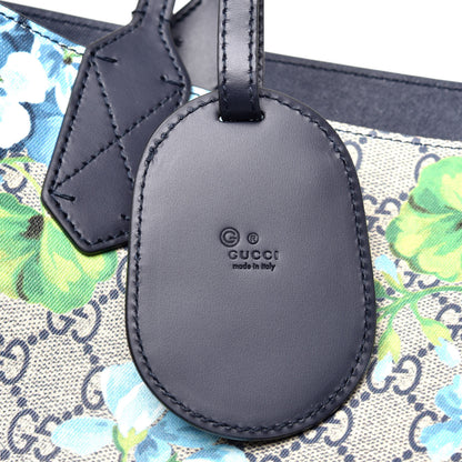 Gucci GG Supreme Monogram Blooms Small Reversible Tote Beige Blue Navy 16 of 16