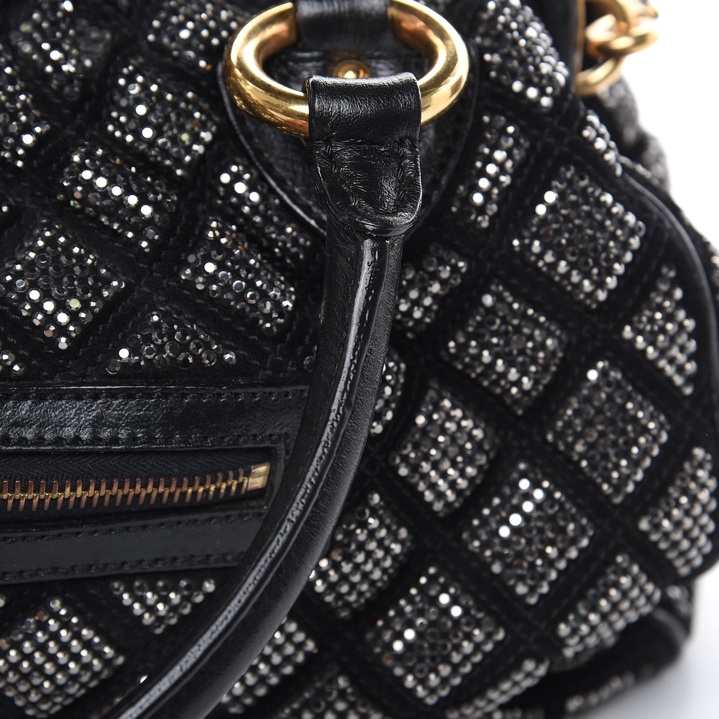 Suede Crystal Quilted Stam Black