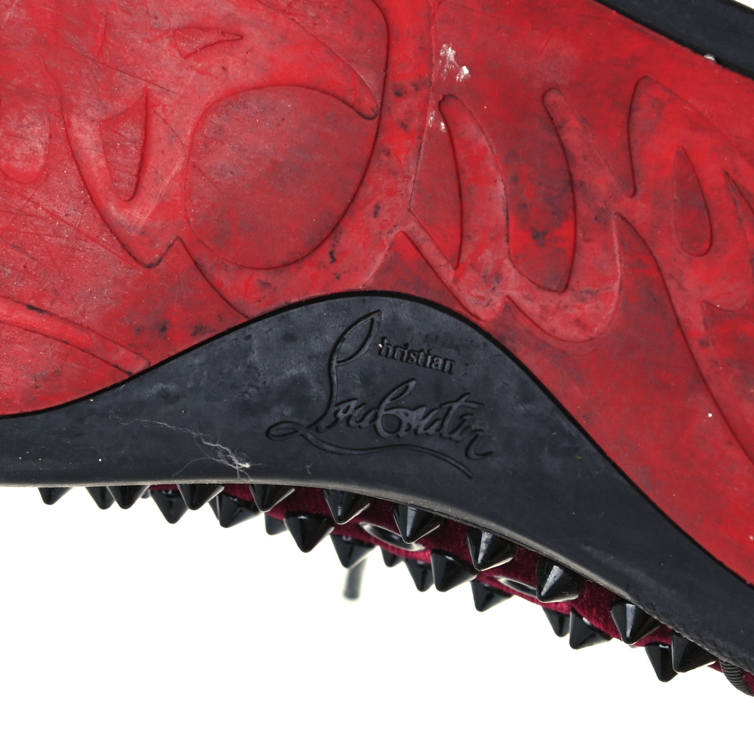 Christian Louboutin Velvet Spikes Sneakers 35.5 Dark Red 8 of 12