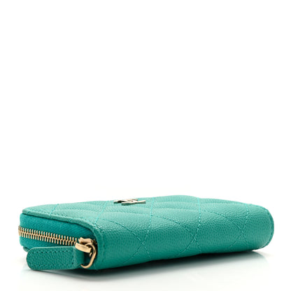 Chanel Caviar Quilted Zip Coin Purse Turquoise 4 of 9