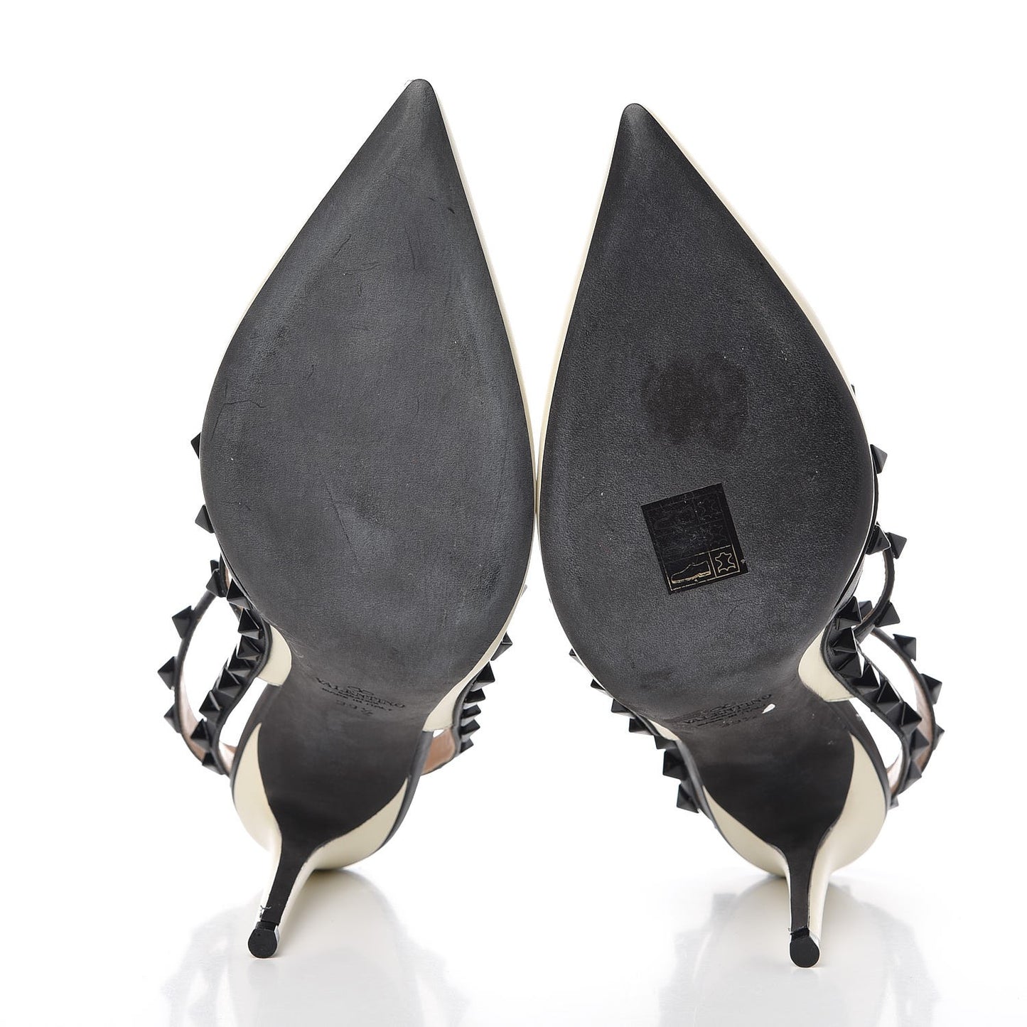 Nappa Rockstud Ankle Strap 100mm Pumps 39.5 Light Ivory Black