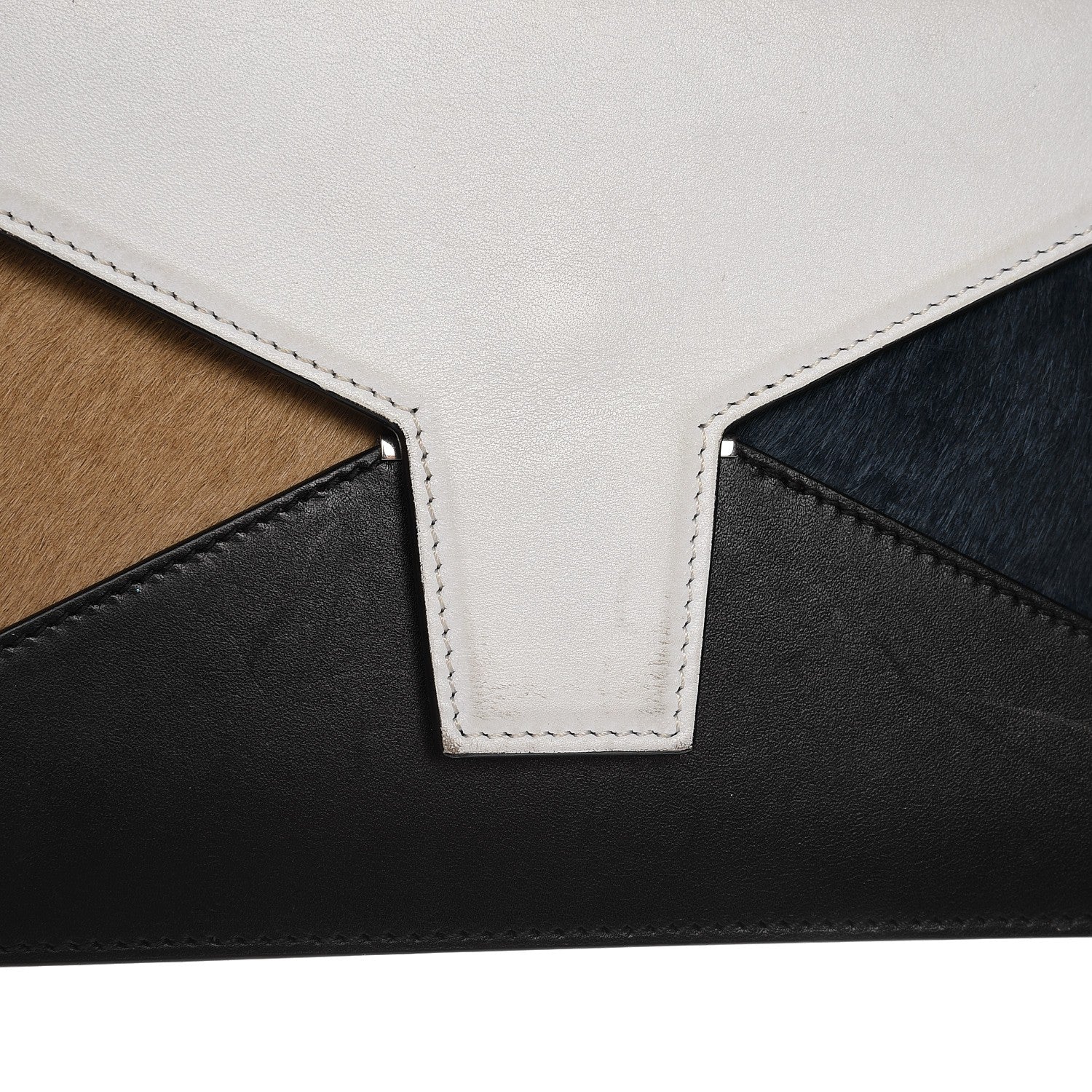 Celine Pony Hair Calfskin Diamond Clutch Wallet White 6 of 8
