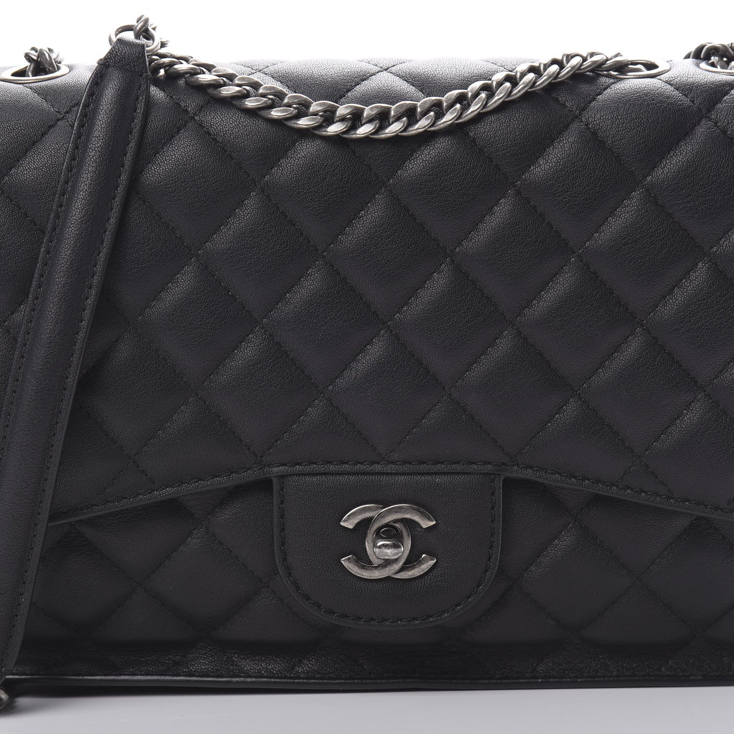 Chanel Lambskin Quilted Large Natural CC Flap Black 8 of 10