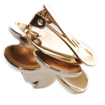 Chanel Enamel CC Camellia Clip On Earrings Beige 3 of 4