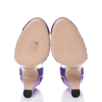 Gucci Nappa Silk Mariska Embellished T-Strap Pumps 40 Purple 5 of 8
