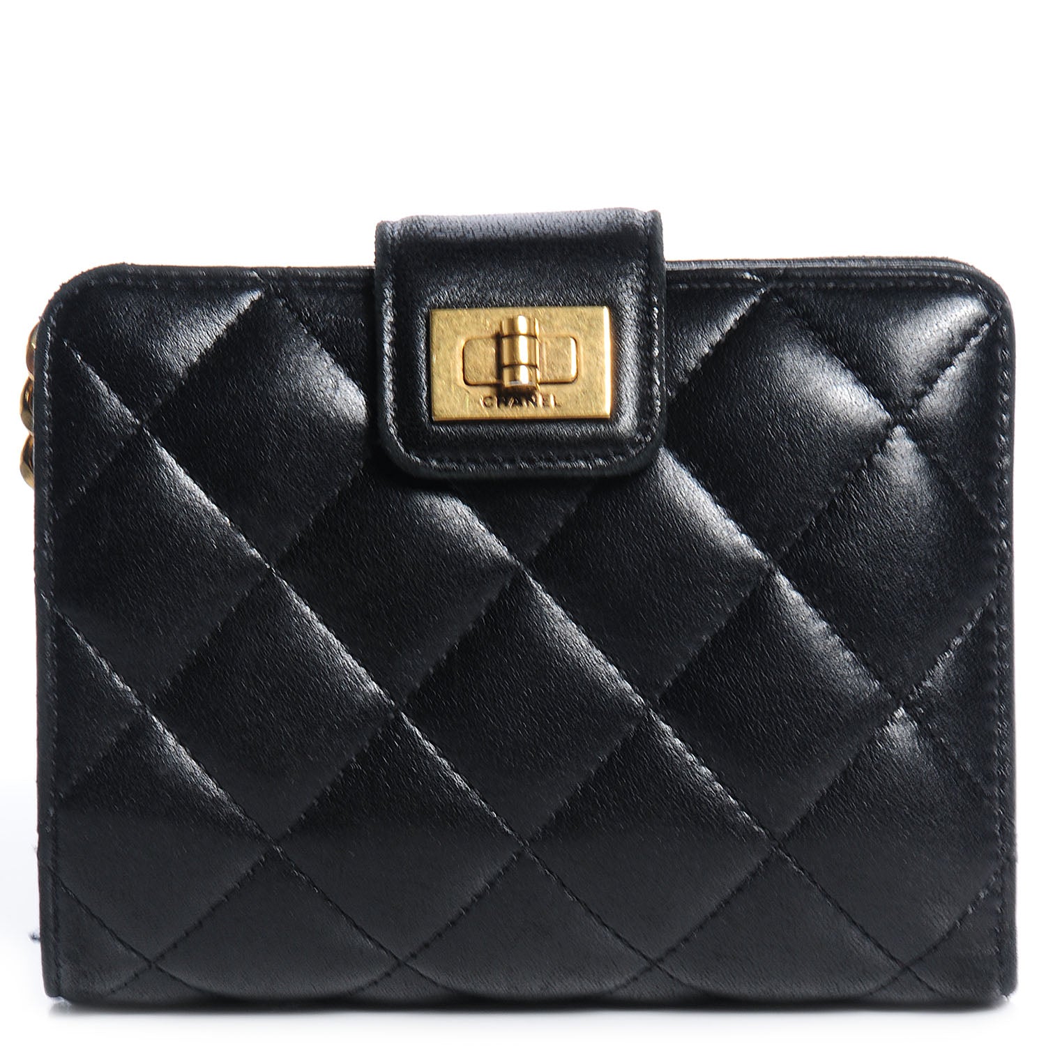 Chanel Lambskin Quilted Mademoiselle Compact Wallet Black 1 of 7
