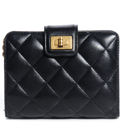 Chanel Lambskin Quilted Mademoiselle Compact Wallet Black 1 of 7