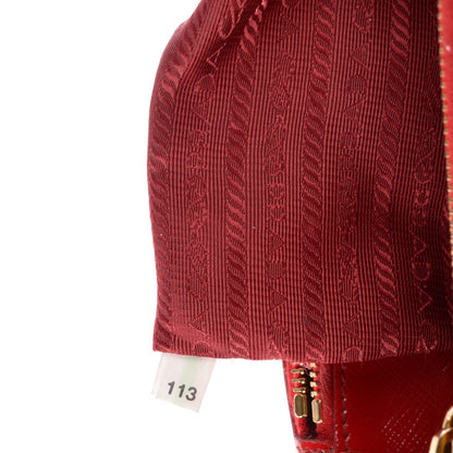 Prada Saffiano Vernice Mini Double Zip Tote Rosso 5 of 9