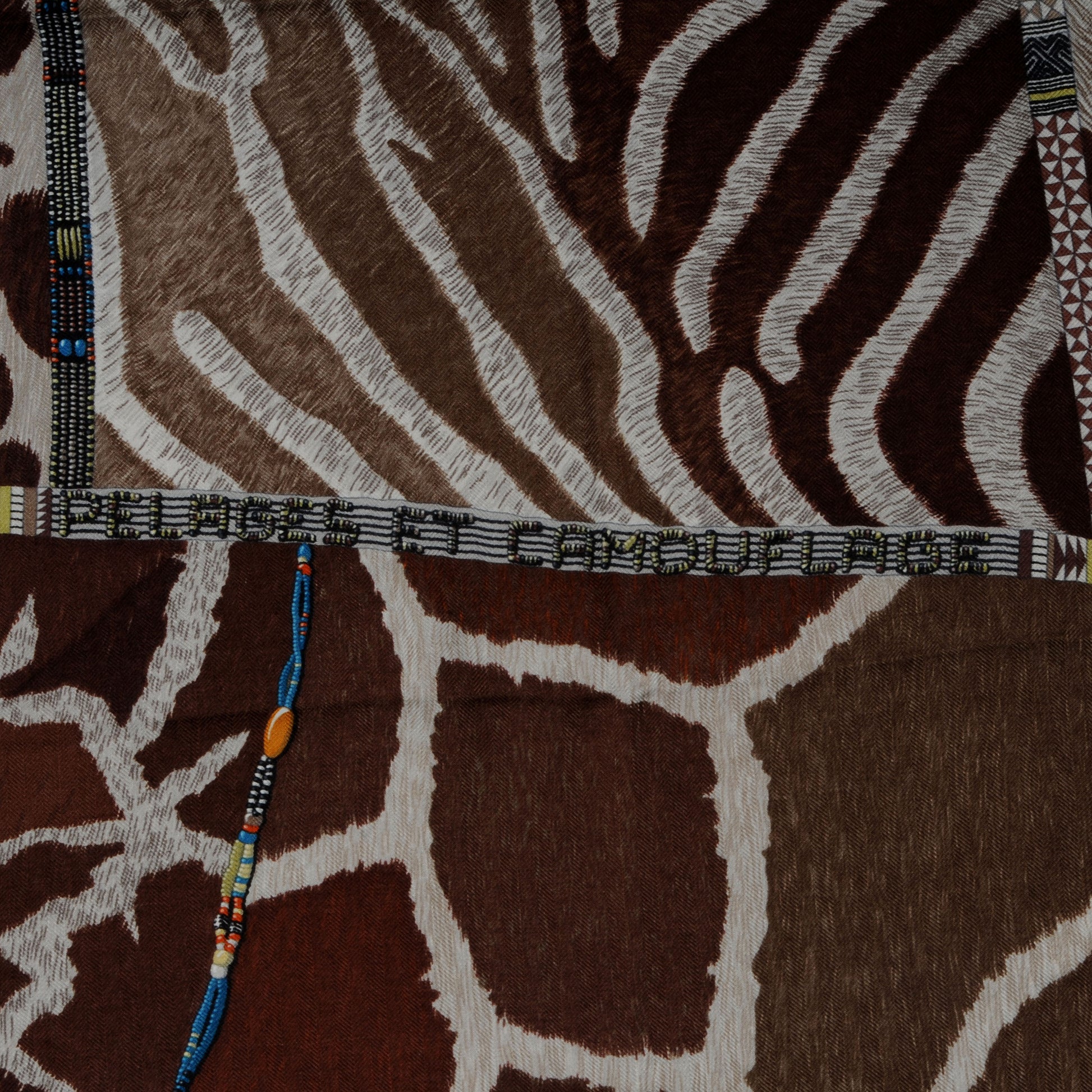 Hermes Cashmere Silk Pelages et Camouflage Fringed Scarf 90 4 of 5