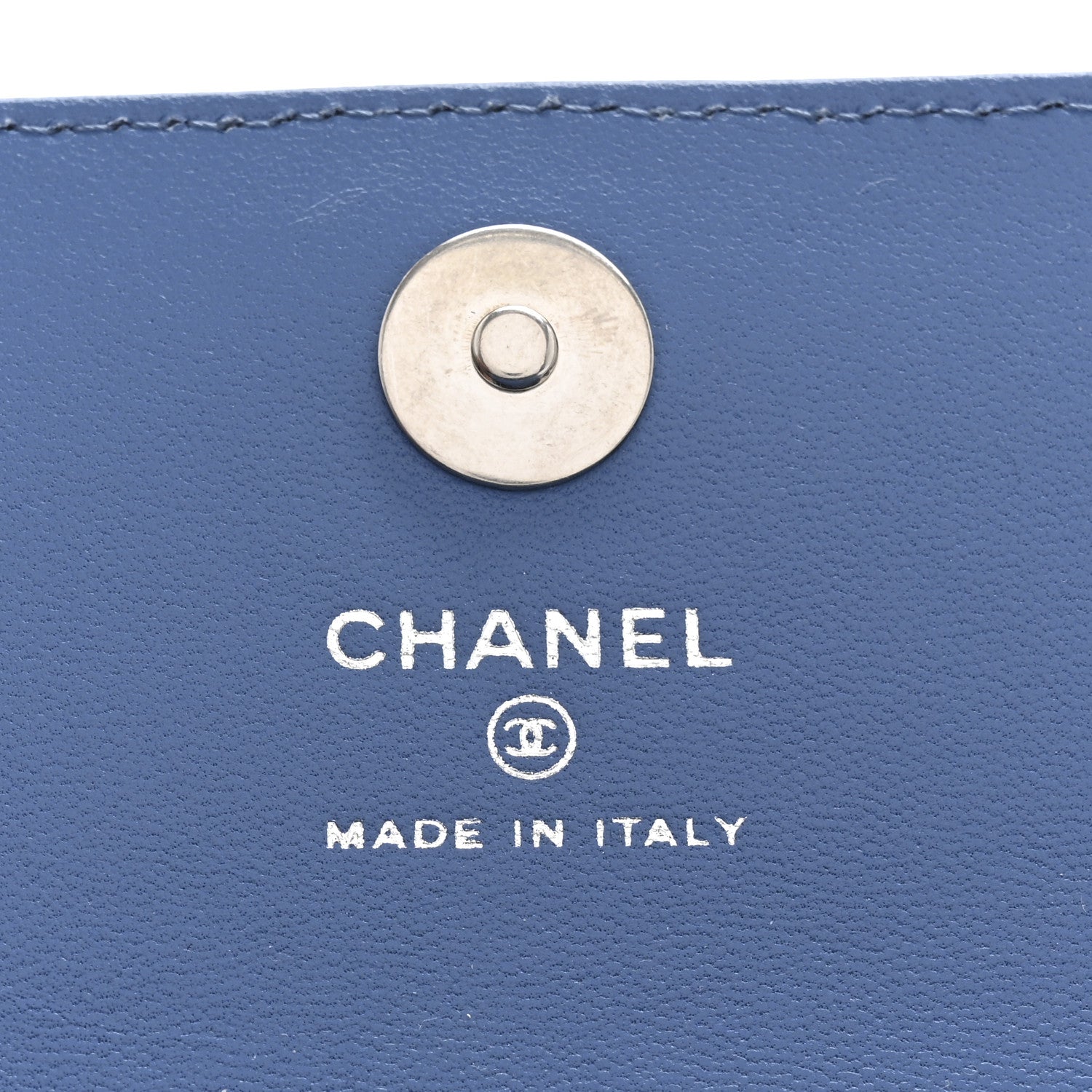 Chanel Denim Quilted Camellia Sweetheart Card Holder With Chain Blue 6 of 13