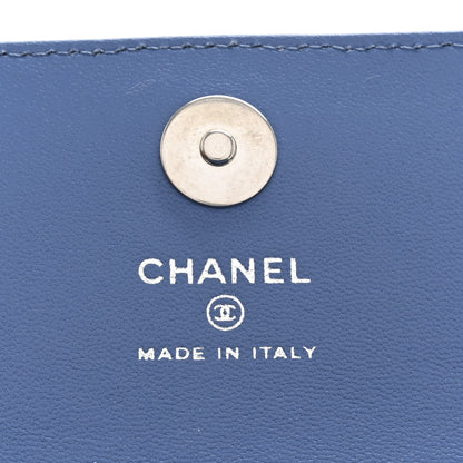 Chanel Denim Quilted Camellia Sweetheart Card Holder With Chain Blue 6 of 13