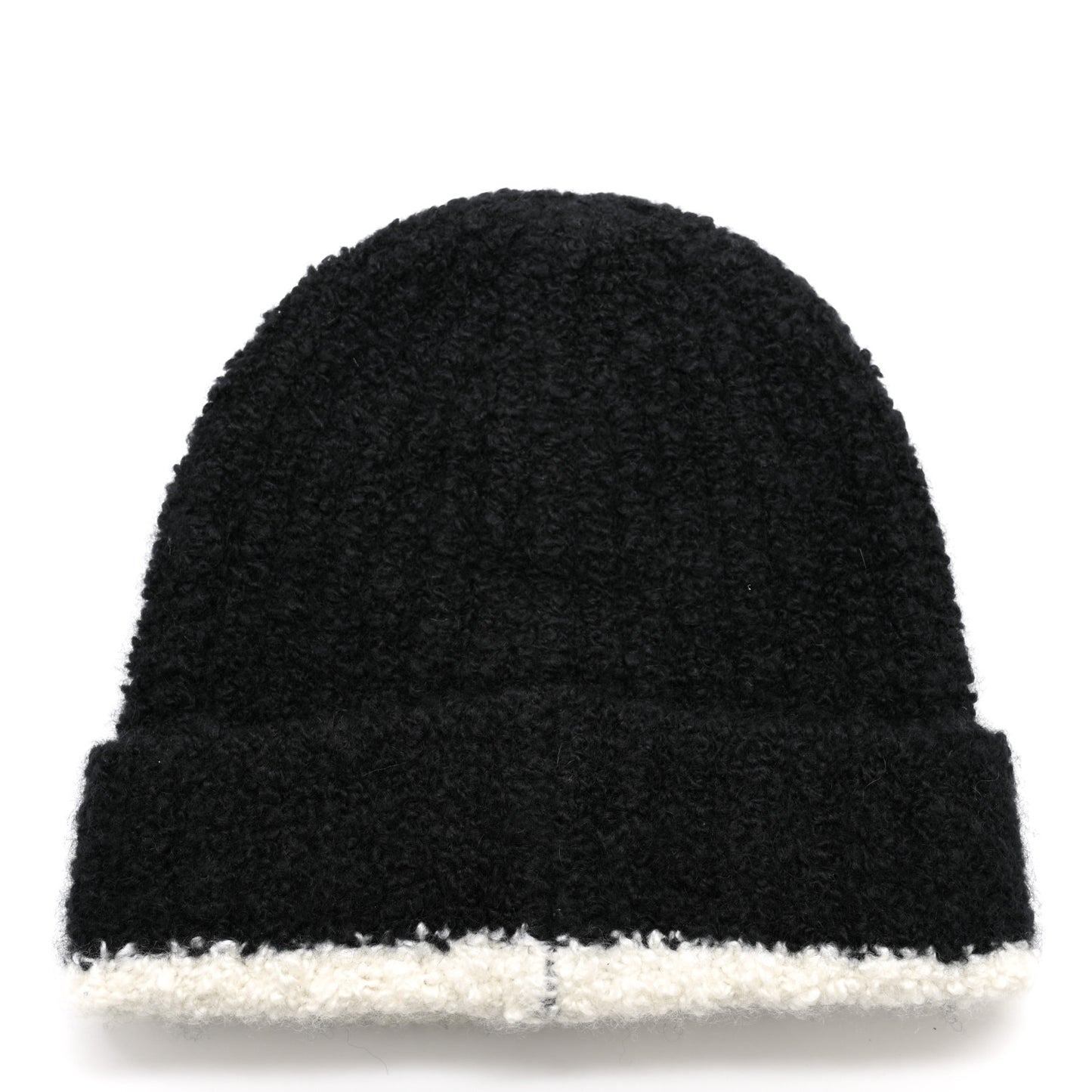 Cashmere Silk CC Beanie Hat Black White
