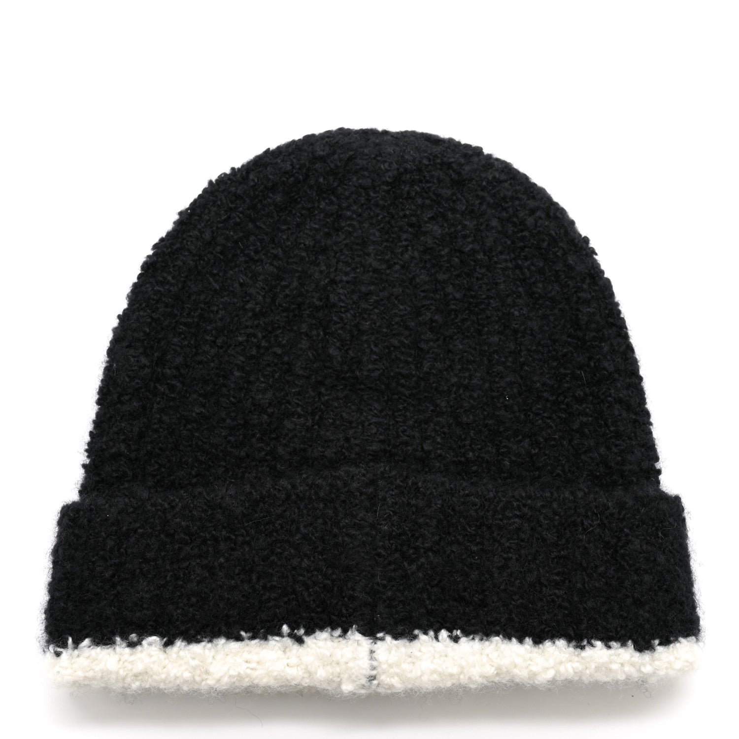 Chanel Cashmere Silk CC Beanie Hat Black White 3 of 6