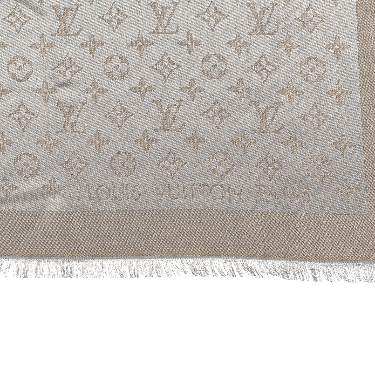 Silk Lurex Wool Monogram Shine Shawl Greige