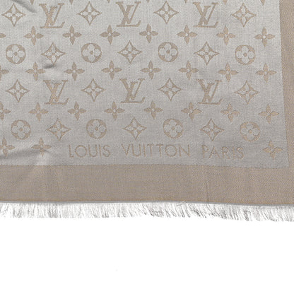 Louis Vuitton Silk Lurex Wool Monogram Shine Shawl Greige 2 of 3