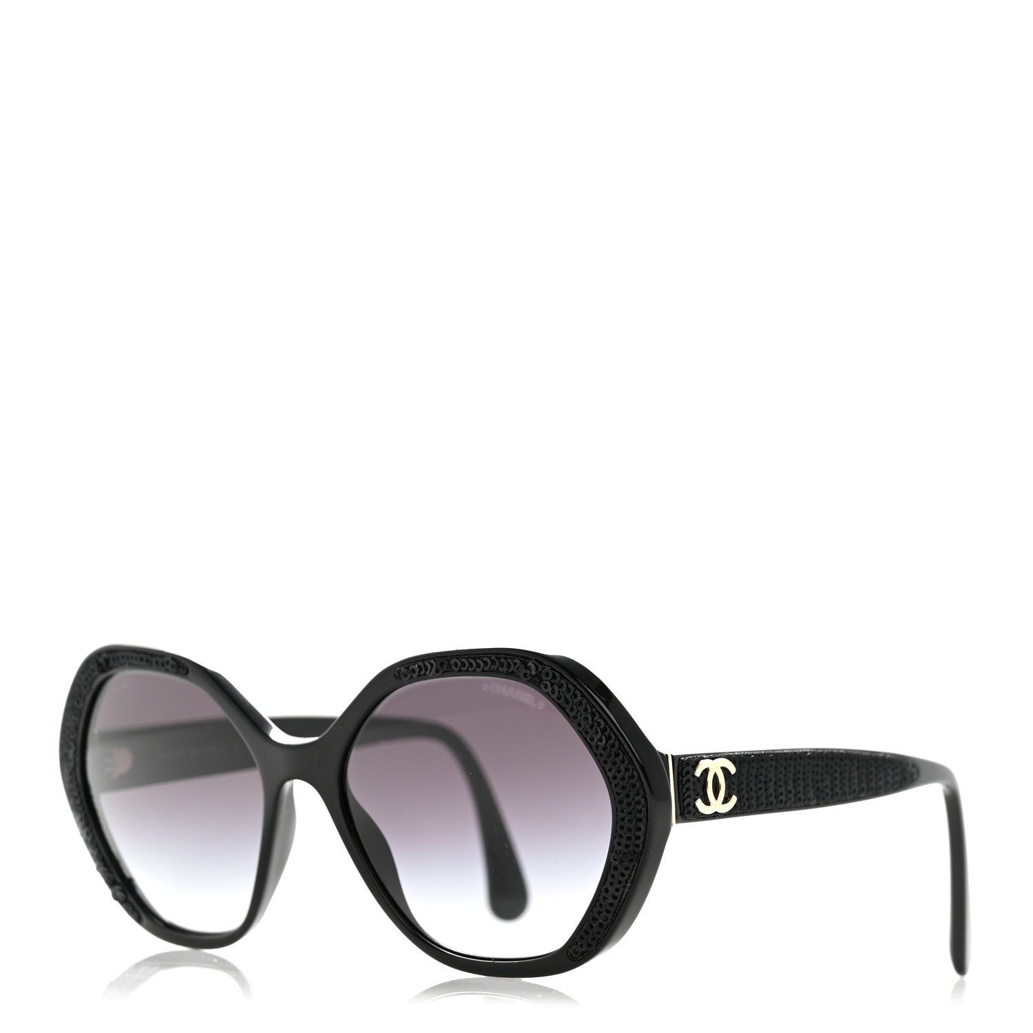 Chanel Acetate Sequin Round Sunglasses 5451-A Black 1 of 10