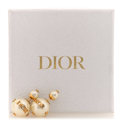 Christian Dior Pearl Logo Mise En Dior Tribal Earrings Gold 5 of 5
