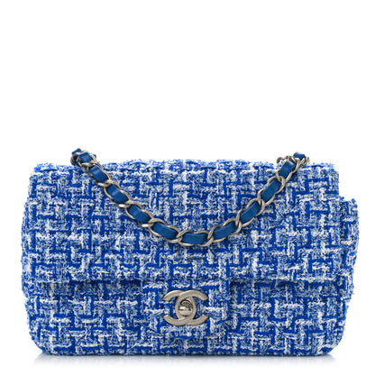 Chanel Tweed Quilted Mini Rectangular Flap Blue White 1 of 9