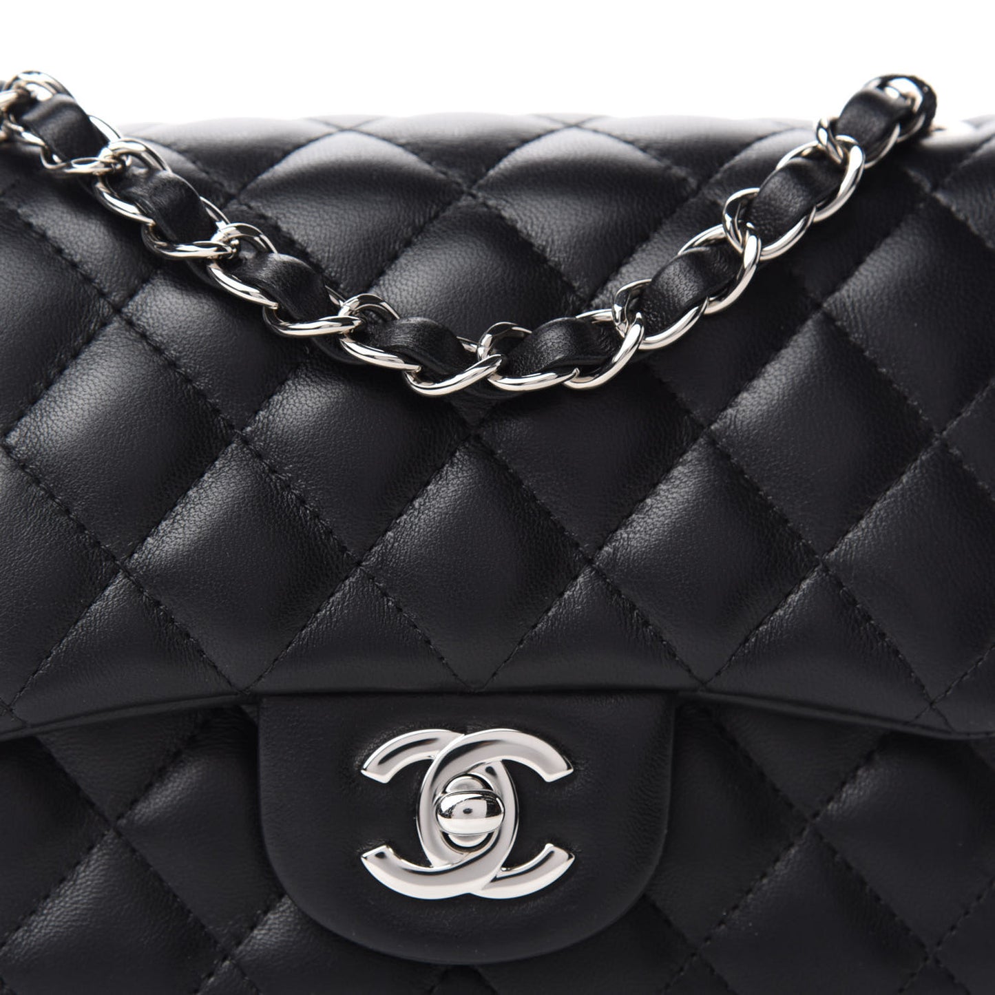 Lambskin Quilted Mini Square Flap Black