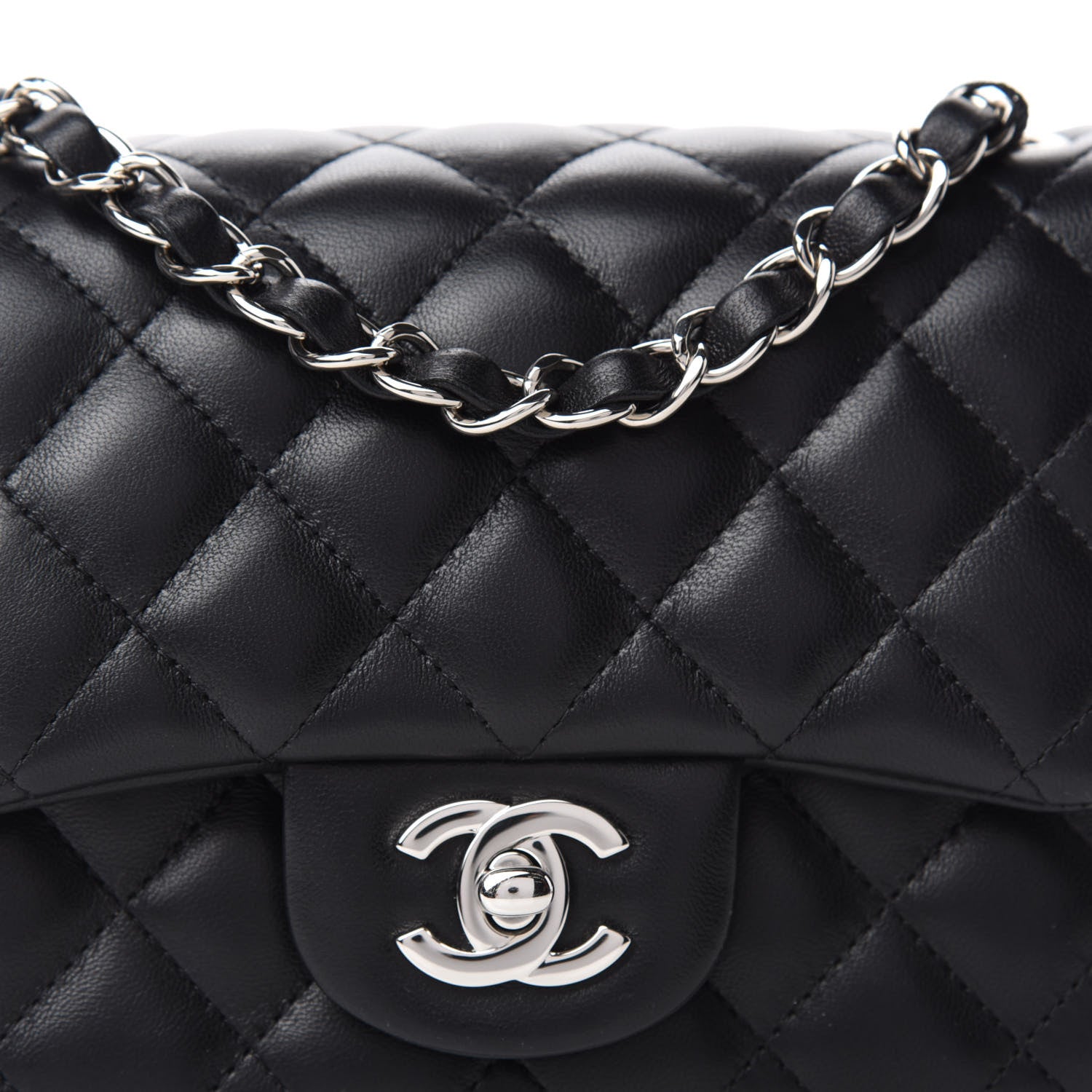 Chanel Lambskin Quilted Mini Square Flap Black 10 of 11