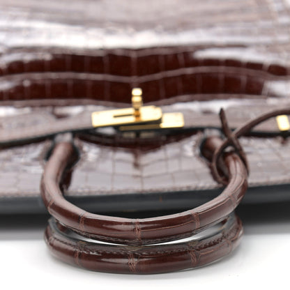Hermes Shiny Niloticus Crocodile Birkin 25 Miel 12 of 41
