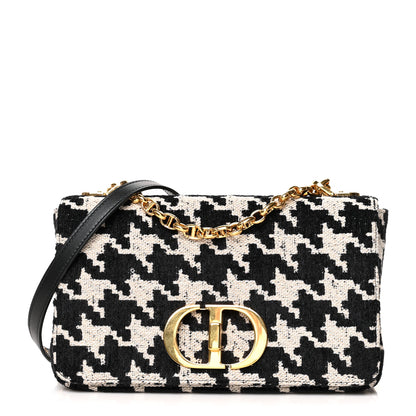 Christian Dior Technical Canvas Macro Houndstooth Medium Caro Bag Black White 1 of 10
