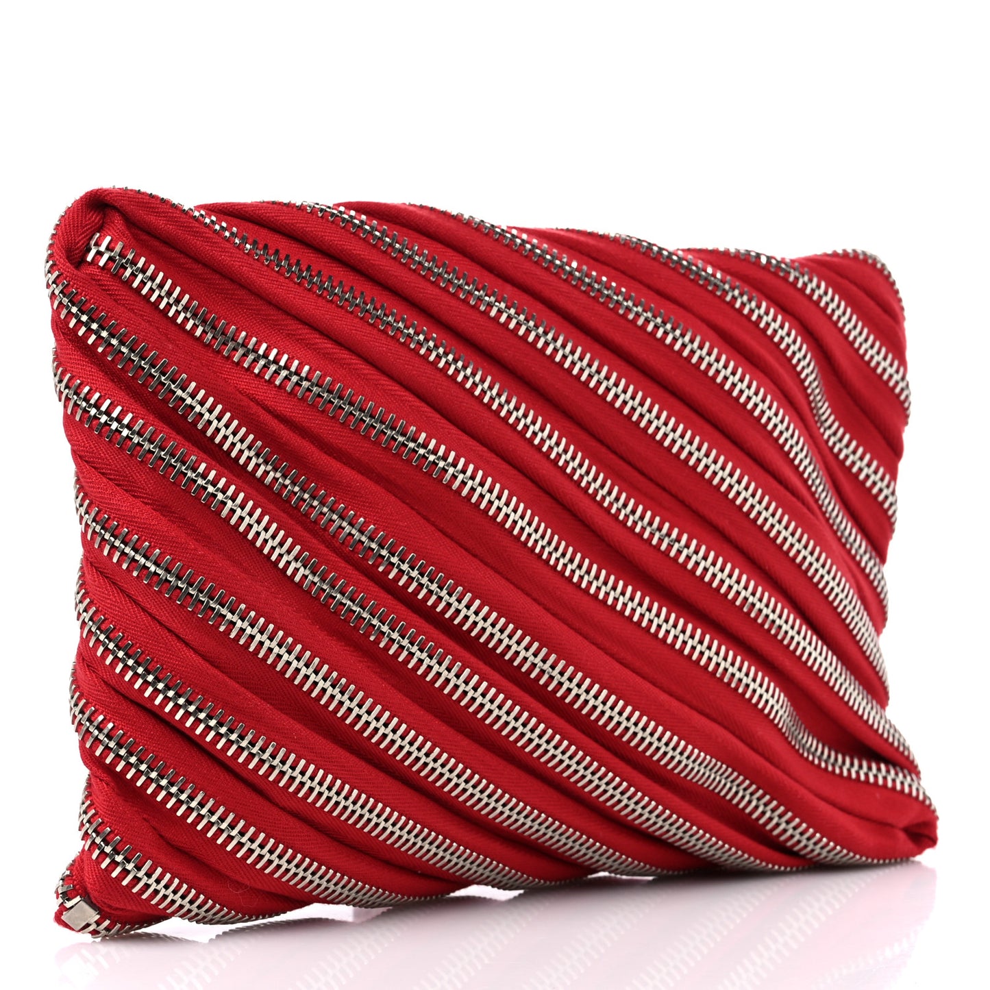Metal Nylon Zipper Clutch Red