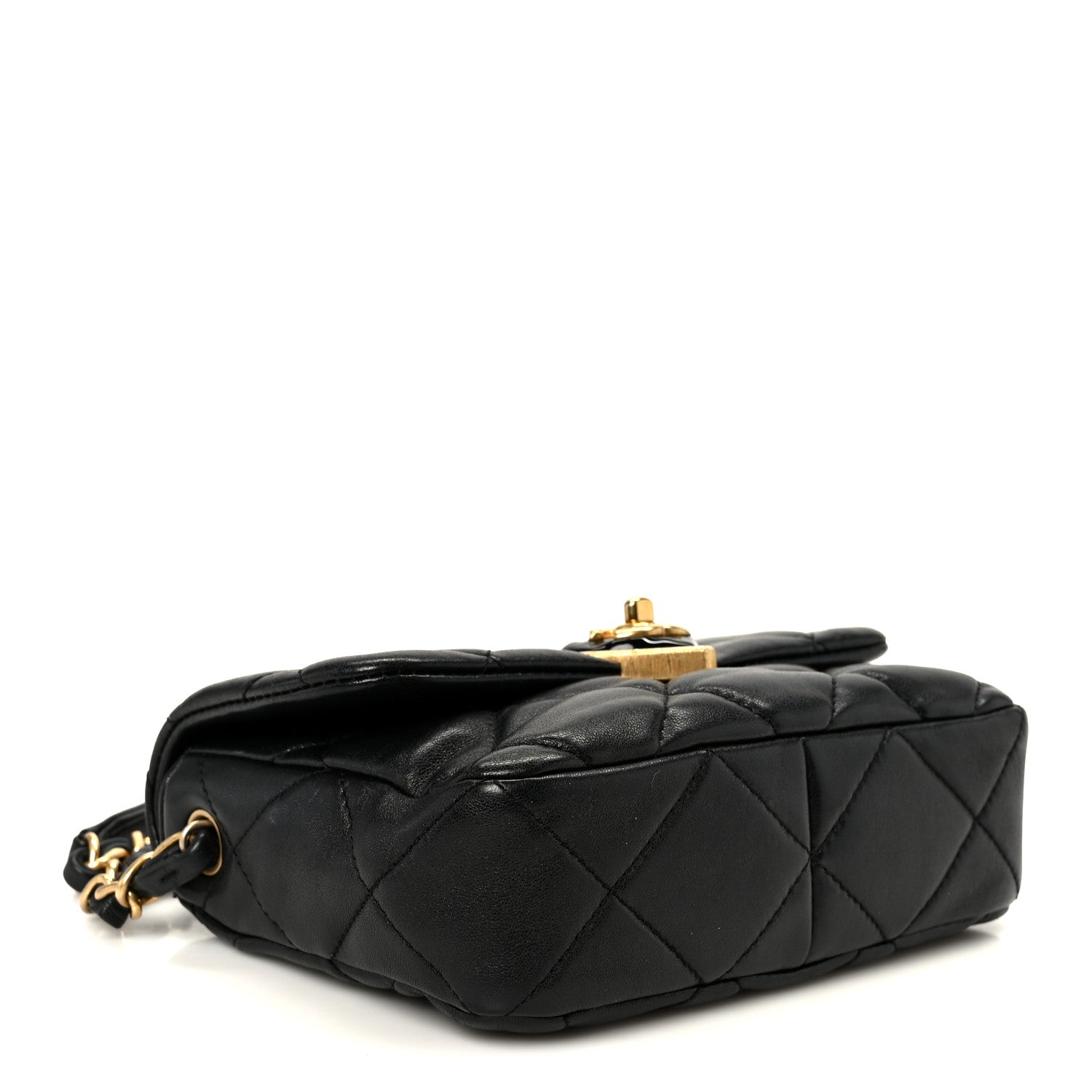 Chanel Lambskin Resin Quilted Mini Heart Square Flap Black 1867017