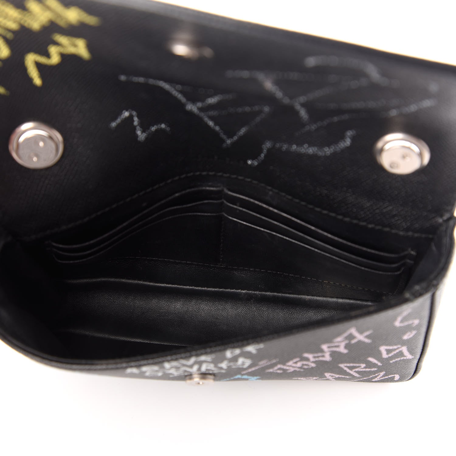 Balenciaga Calfskin Graffiti BB Chain Wallet Black Multicolor 5 of 9