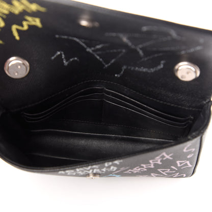 Balenciaga Calfskin Graffiti BB Chain Wallet Black Multicolor 5 of 9