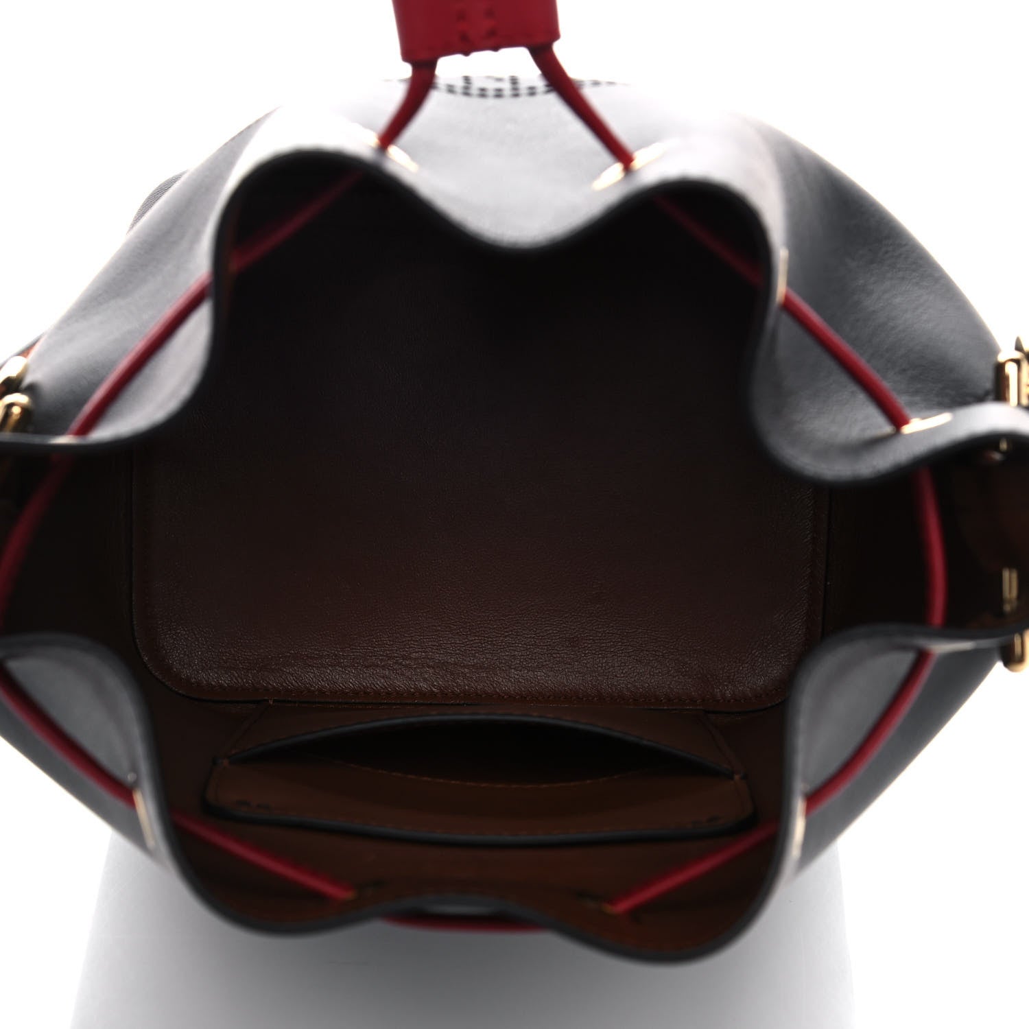 Fendi Vitello Grace F is Fendi Stamp Patch Perforated Small Mon Tresor Bucket Bag Black 5 of 11