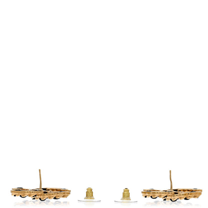 Chanel Lambskin CC Chain Earrings Black Gold 3 of 6