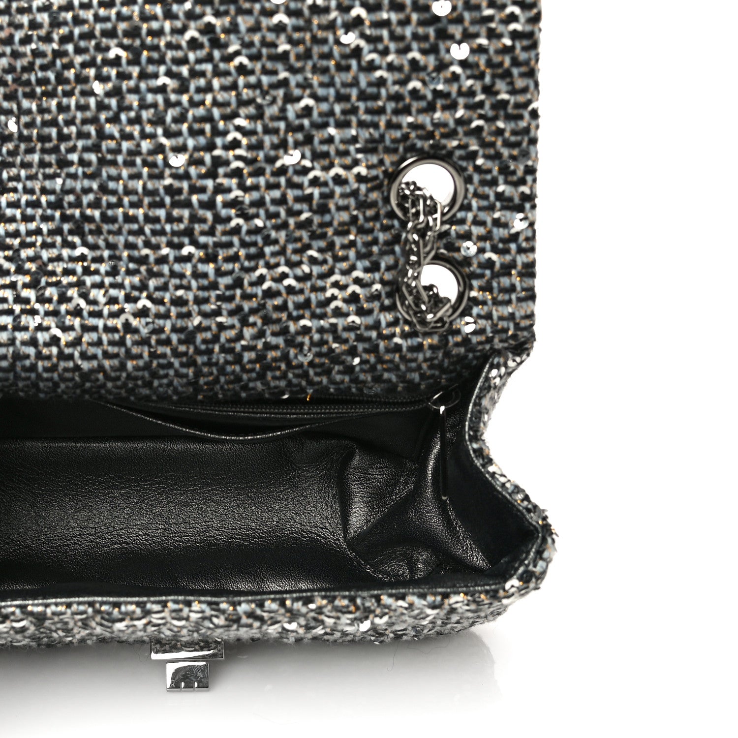 Chanel Tweed Quilted 2.55 Reissue Mini Flap Silver Black Gold 7 of 10
