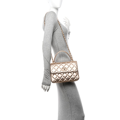 Chanel Metallic Lambskin Quilted Small Trendy CC Flap Dual Handle Bag Gold 2 of 12