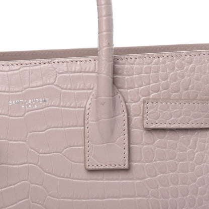 Saint Laurent Calfskin Crocodile Embossed Baby Sac De Jour Rose Antic 9 of 12