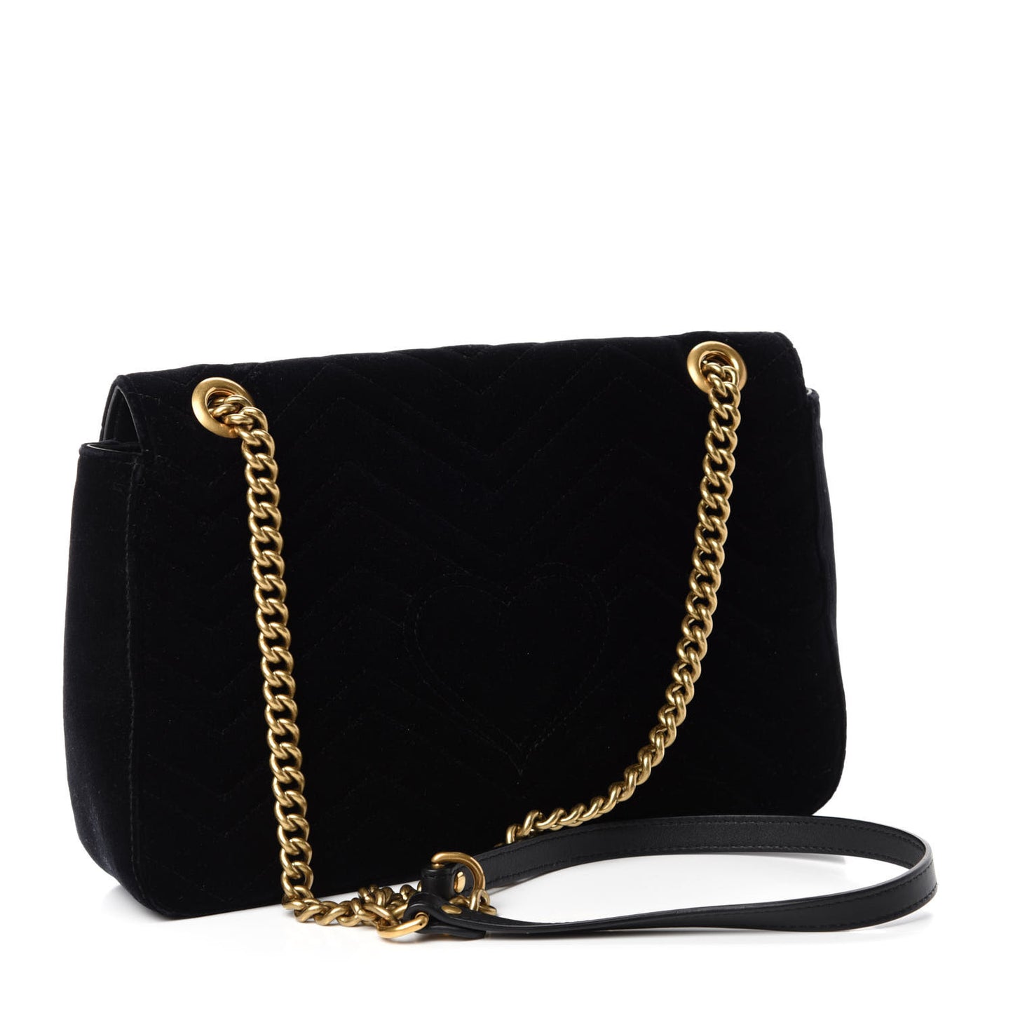 Velvet Matelasse Medium GG Marmont Shoulder Bag Black