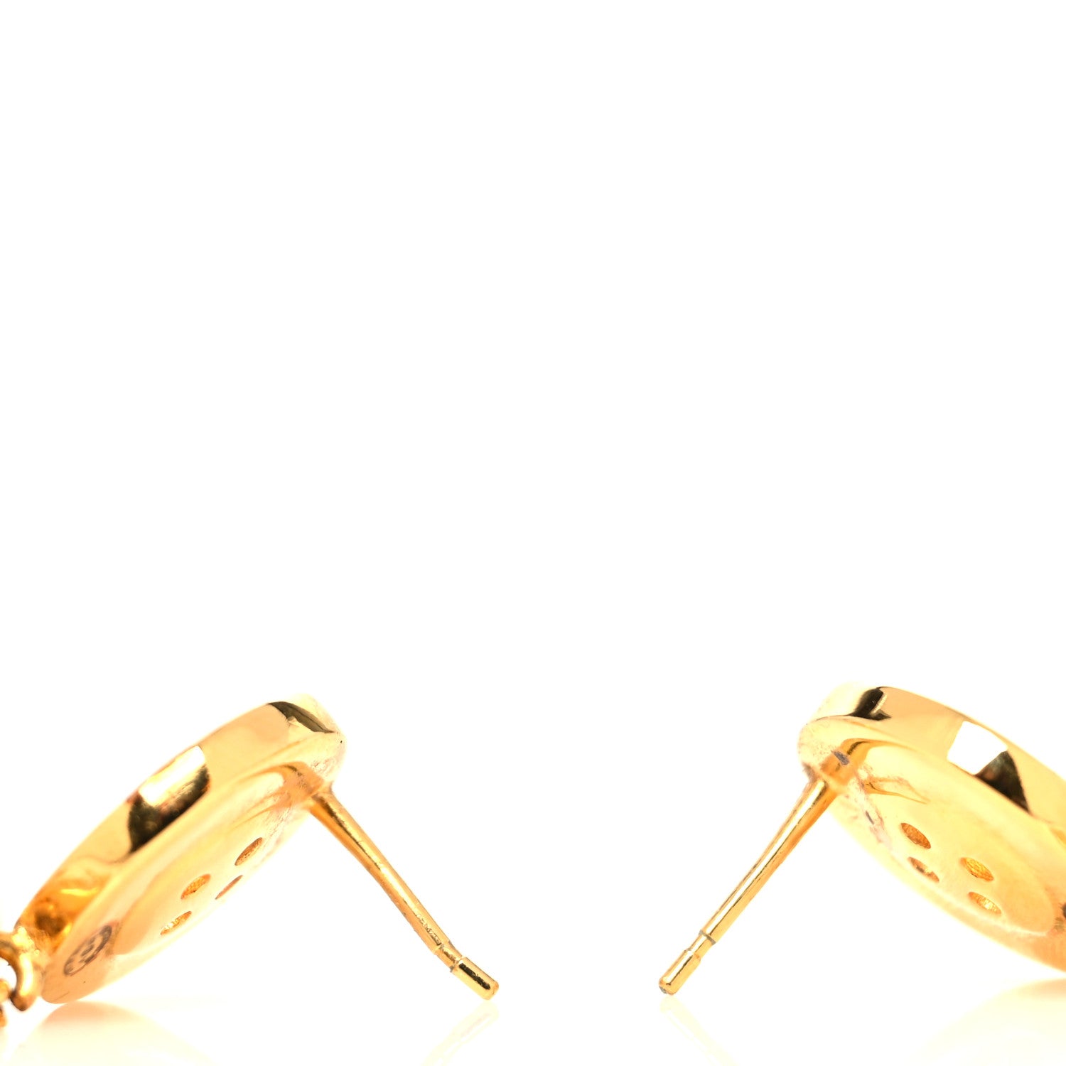 Chanel Metal Large Paris Button Earrings Gold 3 of 4