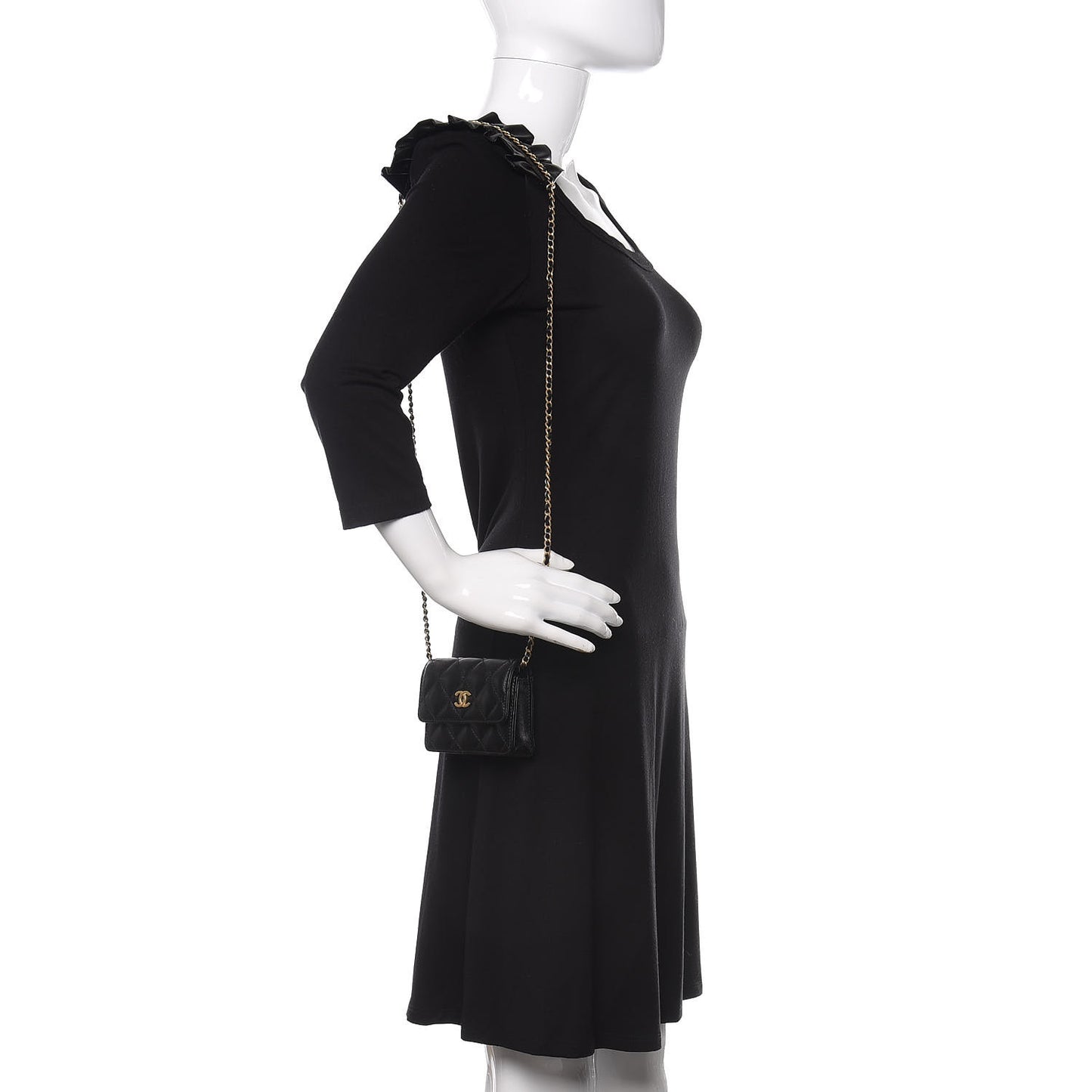 Lambskin Quilted Romance Clutch With Chain Black