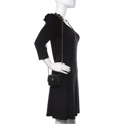 Chanel Lambskin Quilted Romance Clutch With Chain Black 2 of 12