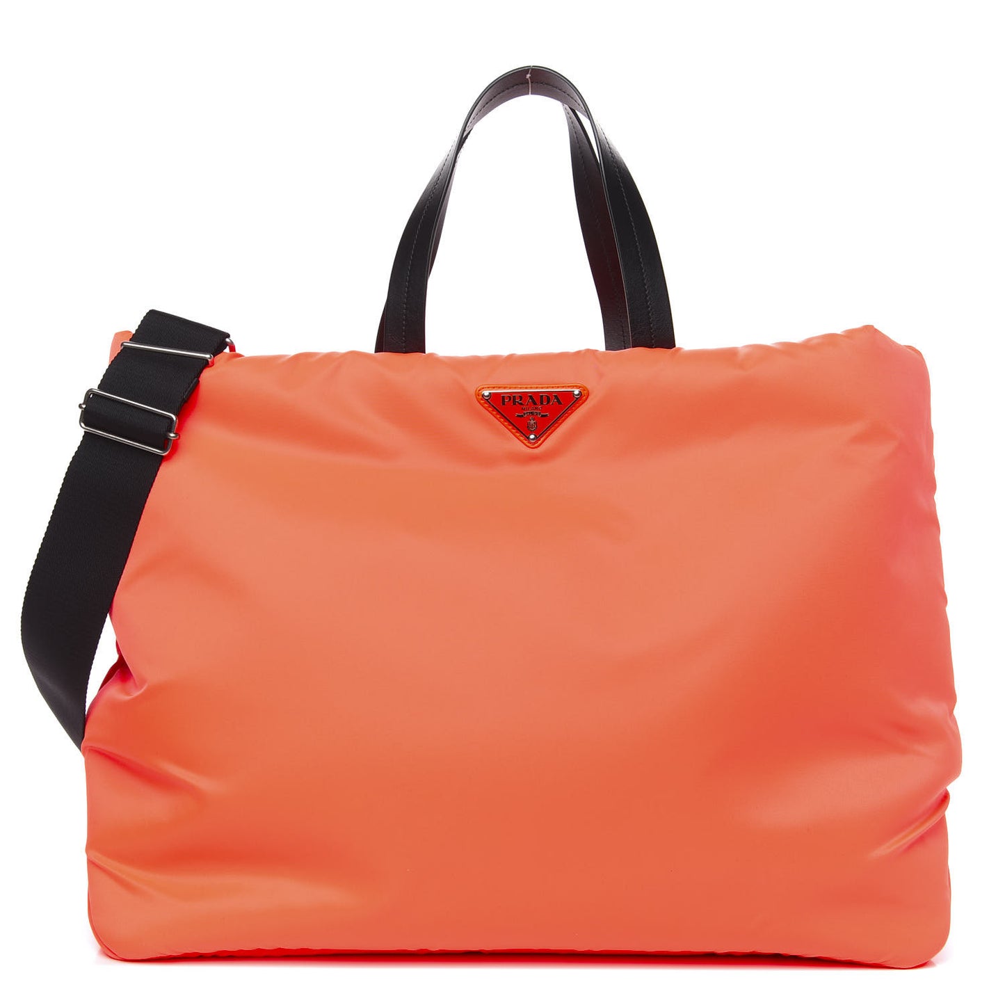 Tessuto Nylon Soft Padded Medium Shopping Tote Arancio Fluo