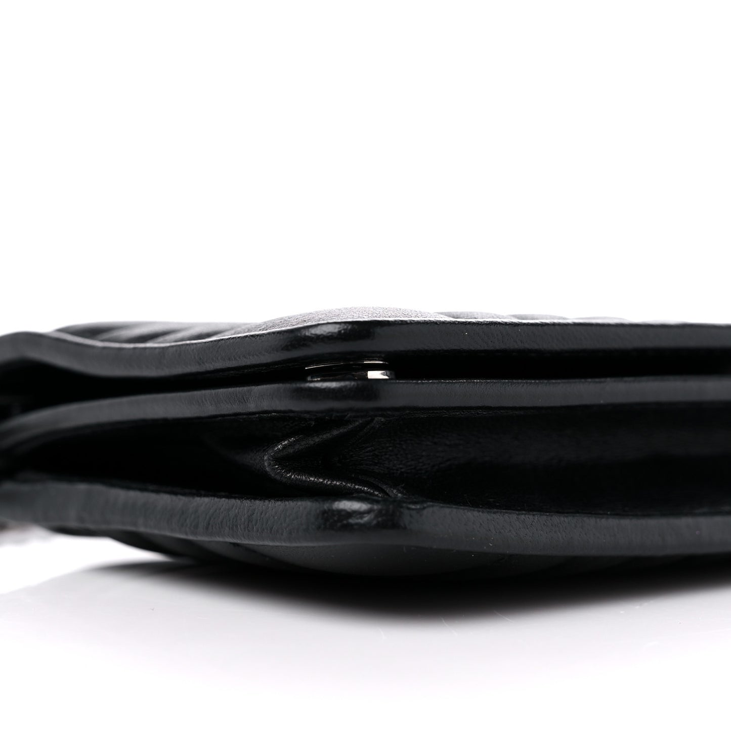 Soft Calfskin Impunture Diagramme Chain Wallet Black