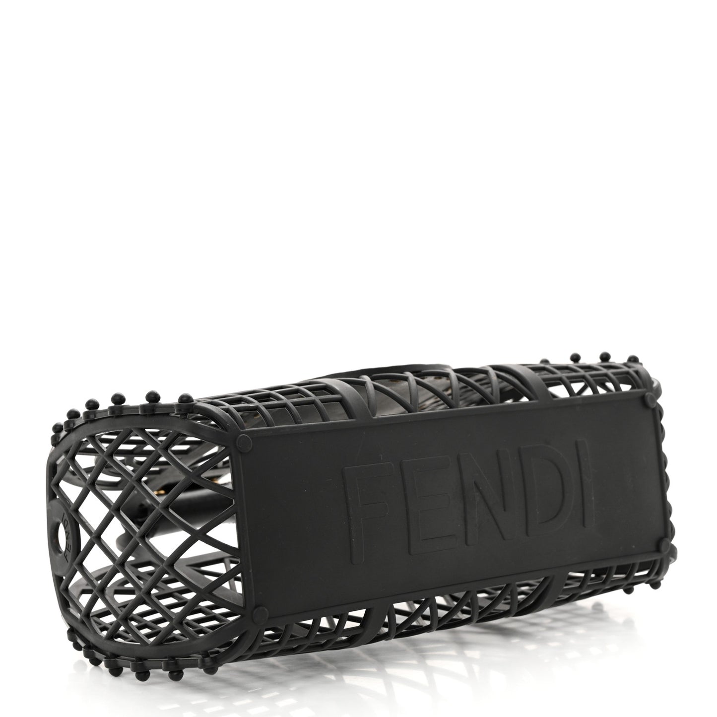 Recycled Plastic Vitello Liberty Matte Small Fendi Basket Black Miele Scuro