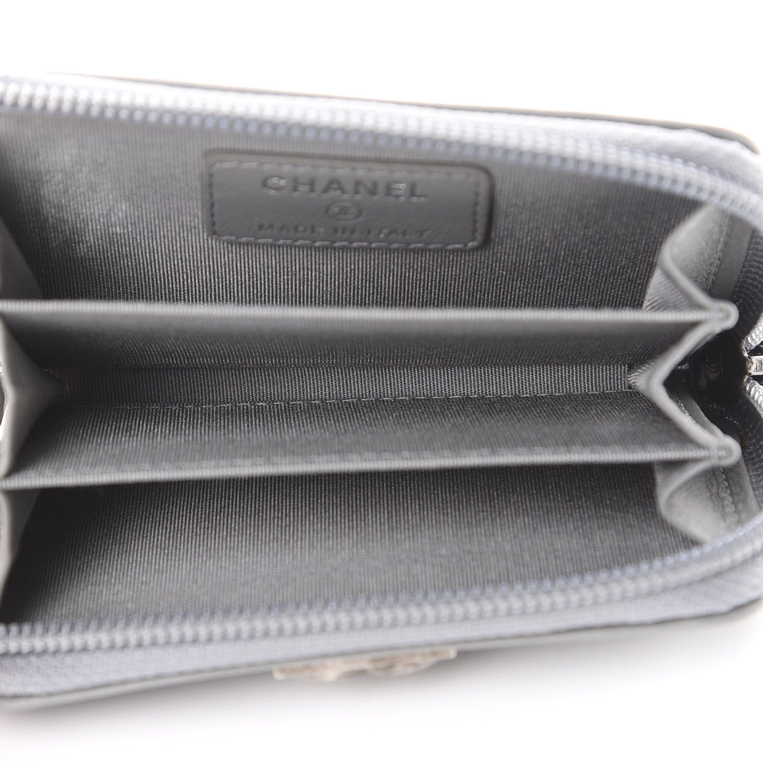 Chanel Lambskin Quilted Boy Zip Around Coin Purse Wallet Grey 4 of 7